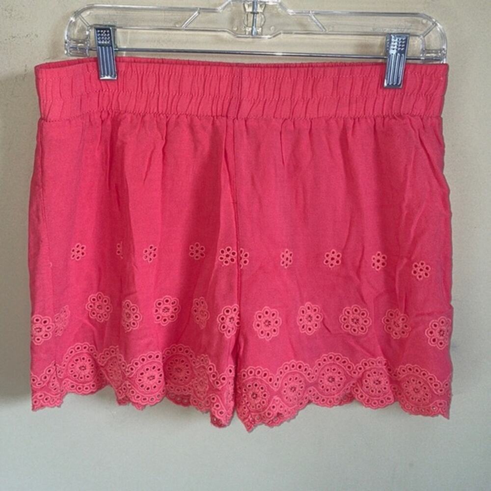 Scallop Edge Shorts Coral Elastic Waist Medium